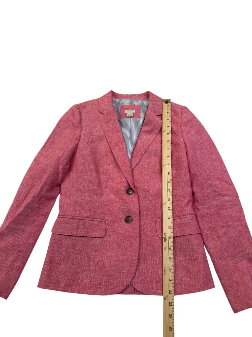 J.Crew Factory Schoolboy Blazer Pink Linen Blend Tailored Jacket Size 6 - Picture 10 of 12